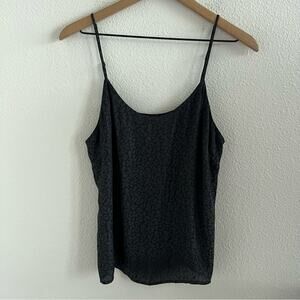 David Lerner New York Black Gray Leopard Tank Slip Tank Medium